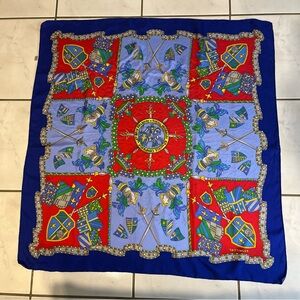 Vintage Taittinger Scarf with Heraldic Design 100% Silk Made in France